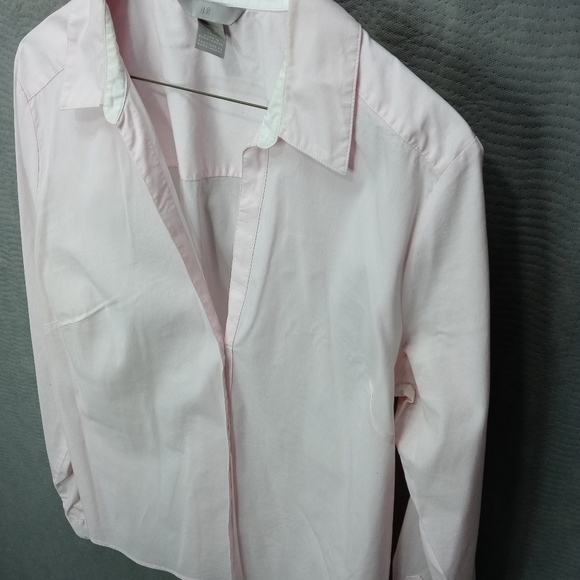 H & M women's long sleeve button front top pink co - Picture 2 of 6